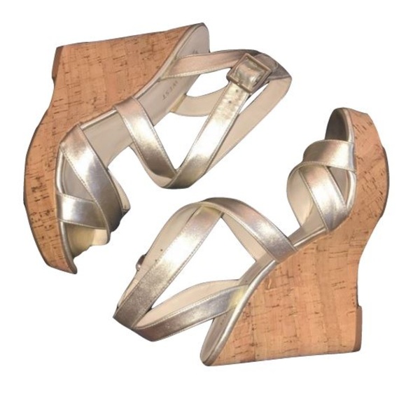 Nine West Shoes - Nine West Platinum Cork Strappy Wedges Heels